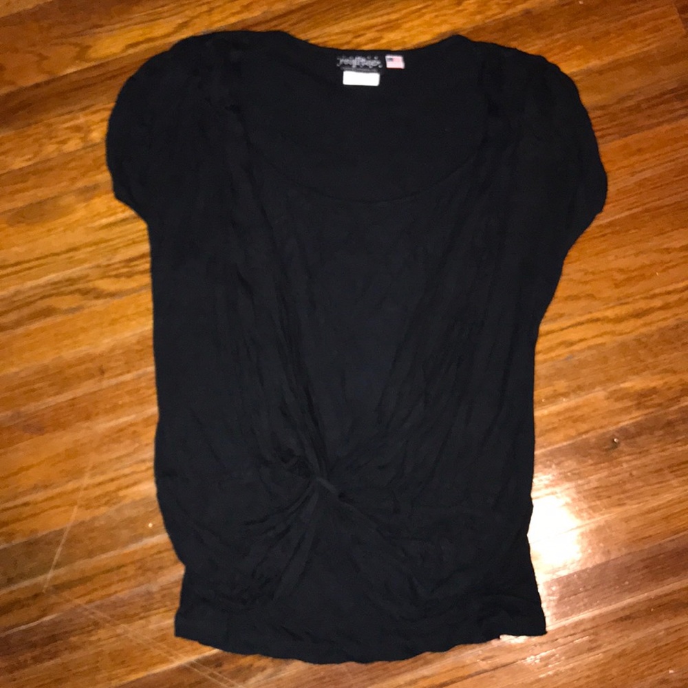 Black front cross over short sleeve top